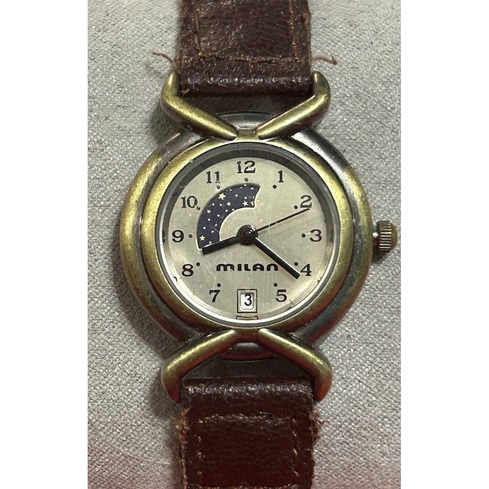 Vintage Milan Moonphase Women Watch Date Dial New Battery